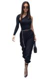 Black Street Fashion adult Two Piece Suits Solid Harlan pants Long Sleeve Two-piece Pants Set