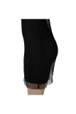 Черная сеть, сексуальная лоскутная однотонная юбка на бедре, двухсекционное платье с длинными рукавами