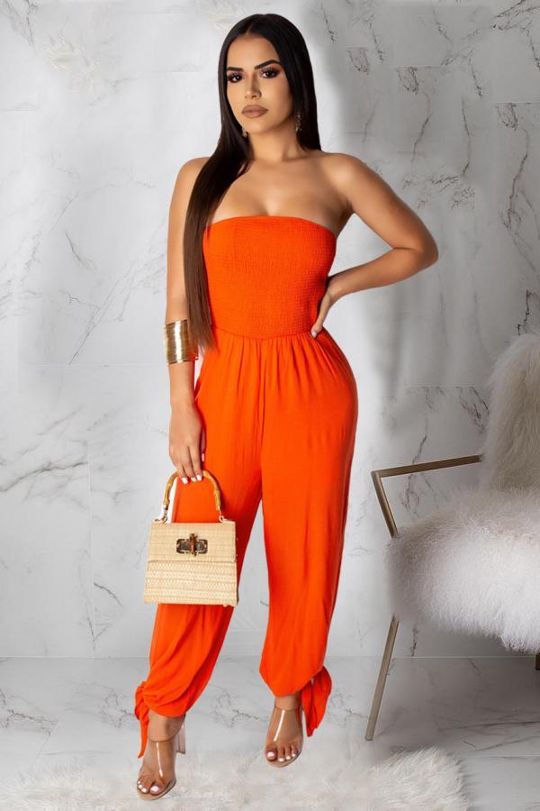 tangerine Sexiga Solid Sleeveless Wrapsuits