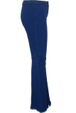 Pantalones de corte de bota con cremallera y cremallera de mezclilla azul oscuro