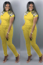 Lápiz de patchwork de lentejuelas sexy de moda amarilla