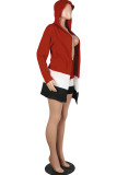 Malha vermelha ativa moda adulto assimétrico ternos de duas peças estampado cor contraste reto manga longa tw