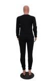 White Casual Fashion Slim fit Solid Two Piece Suits Patchwork pencil Long Sleeve