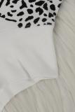 Weißer Rollkragenpullover, solide Animal-Prints, Patchwork, reine Langarm-Sweatshirts und -Hoodies
