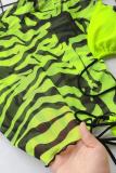 蛍光グリーンナイロンプリントスリーピースパッチワークアダルトファッションセクシービキニセット
