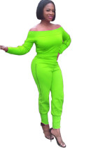 Grön sexig tvådelad kostym Solid penna långärmad