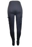 Black Casual Solid Fold Regular Trousers