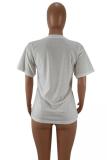 White O Neck Short Sleeve Patchwork Print Animal Prints Tees & T-shirts
