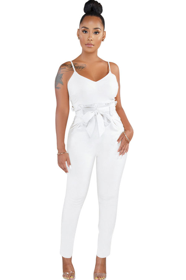 White Sexy Fashion Patchwork zipper Solid Sleeveless Slip
