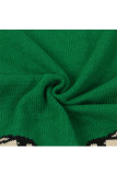 Зеленый О-образный вырез Длинный рукав Животные принты Однотонный Пэчворк