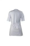 White Fashion Casual Cap Sleeve Short Sleeves O neck Slim Dress Mini Character eye asymmetrical