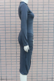 Черное повседневное однотонное платье с высоким вырезом и высоким вырезом