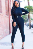 Black Sexy Solid Long Sleeve O Neck 