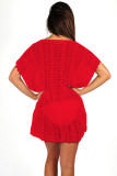 Rouge à capuche solide patchwork mode adulte sexy cache-maillots et robes de plage