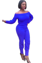 Vestiti a due pezzi sexy blu Matita solida manica lunga