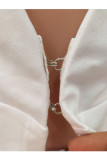 Ternos Casuais Brancos de Duas Peças Patchwork plissado Lápis maciço manga longa