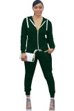 ブラック グリーン カジュアル ツーピース スーツ ソリッド パッチワーク ペンシル 長袖 ツーピース パンツ セット