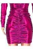 Noir adulte Sexy Fashion Cap Sleeve Long Sleeves V Neck Step Skirt Mini Draped chain Fluorescent