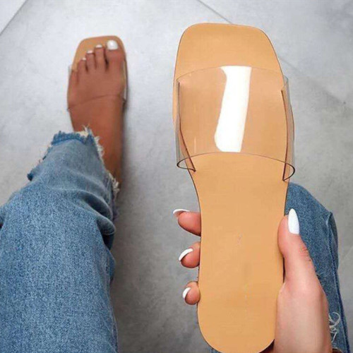 Transparent Color Fashion Casual Split Joint Solid Color Flat Slippers