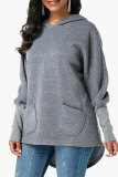 Grey hooded Solid Long Sleeve Sweats & Hoodies