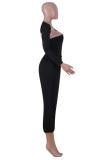 Black Street Fashion adult Two Piece Suits Solid Harlan pants Long Sleeve Two-piece Pants Set