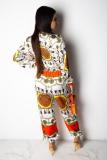 Multi-color Sexy Fashion Print zipper Patchwork Long Sleeve V Neck Jumpsuits