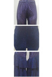 Pantaloni larghi viola elasticizzati con paillettes medie e viola