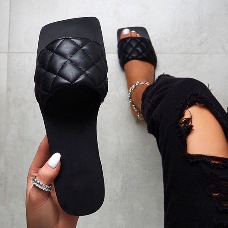 

Black Fashion Casual Split Joint Solid Color Flat Slippers