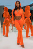 мандариновый модный сексуальный взрослый костюм из двух предметов пэчворк сплошной бант перспектива сетка прямой длинный