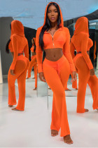 Orange Fashion Sexy Erwachsener Zweiteiler Patchwork Feste Schleife-Knoten-Perspektive Mesh Straight Long