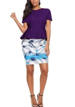 purple Casual Sexy & Club O-Neck Short Sleeve Rhitheron drafts.ithers. Knee Length Club Dresses
