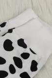 White Turtleneck Solid Animal Prints Patchwork Pure Long Sleeve Sweats & Hoodies