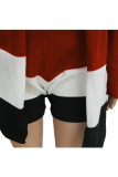 Trajes de dos piezas asimétricos para adultos de moda activa de punto rojo Estampado de color de contraste Recto Manga larga Tw