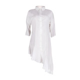 Белая мода Сексуальная юбка с короткими рукавами длиной 3/4 и круглым вырезом Асимметричная юбка Клубные платья