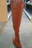 Botas altas para mantener el calor en punta de color sólido de moda marrón