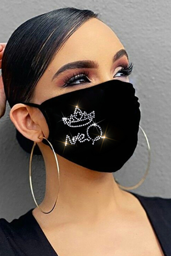 Zwarte mode casual print gezichtsbescherming