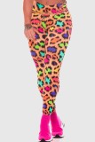Farbe Casual Sportswear Print Basic Skinny Hose mit mittlerer Taille