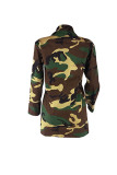 Camo Casual Turndown Collar Single Breasted Blends jas (zonder riem)