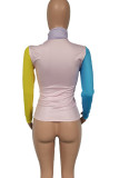 Multicolor Mode Casual Print Turtleneck Mid waist Tops