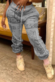 Pantaloni Harlan con stampa completa Harlan a vita media patchwork grigio casual