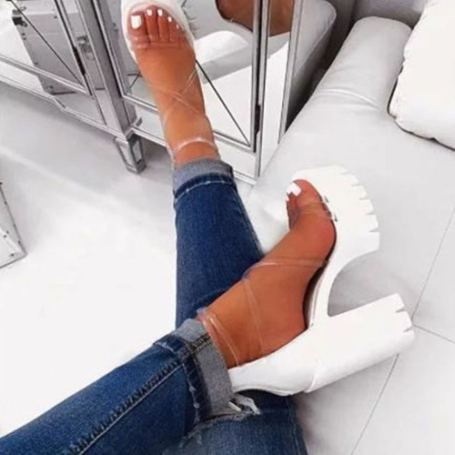White Sexy Patchwork Round Out Door Shoes