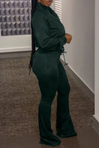 negro verde ropa deportiva estampado patchwork cuello con cremallera manga larga manga regular regular dos piezas