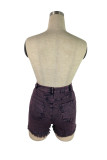 Jeans rectos de cintura alta básicos sólidos casuales de moda púrpura