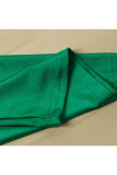 Vert élégant solide patchwork une épaule une ligne grande taille