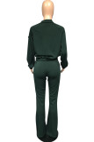 Nero Verde Sportswear Stampa Patchwork Colletto con cerniera Manica lunga Manica regolare Due pezzi regolari