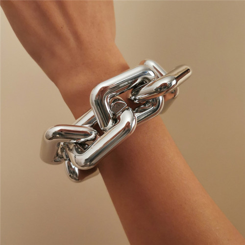 Zilveren mode eenvoud vierkante geometrische holle armbanden