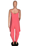 Watermelon Red Sexy Solid Without Belt Spaghetti Strap Regular Jumpsuits