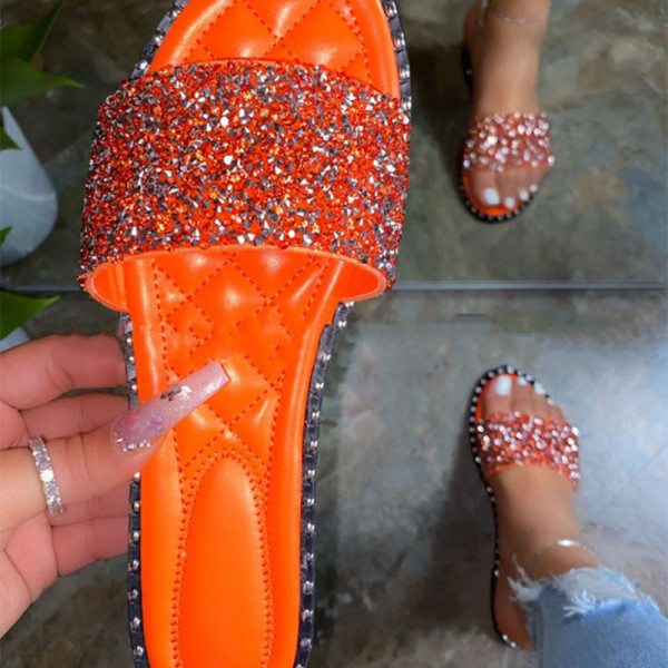 Sapatos confortáveis ​​redondos diários laranja vazados