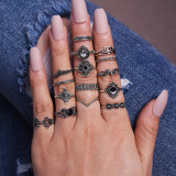 Silver Fashion Vintage Hollow Fifteen Pieces Rings