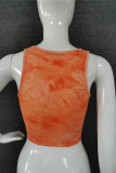 Orange Fashion Casual Print Westen O-Ausschnitt Low Waist Tops